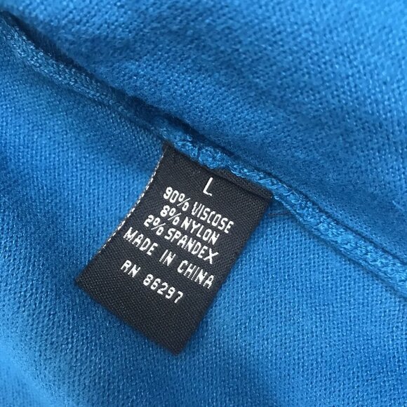 BCBGMaxAzria Blue Hooded Zip-Up Sweater Embroidered Letters Studded Size L Y2K - Picture 8 of 10